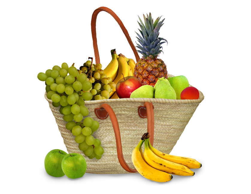 Basket of fresh fruits.