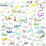 كلمات إيجابية ملونة متناثرة في لوحة.