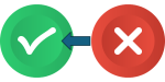 سهم يؤشر للتحرك من علامة "خطأ" مرسومة في دائرة إلى علامة "صح" في دائرة أخرى.