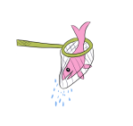 سمكة تم اصطيادها في شبكة.